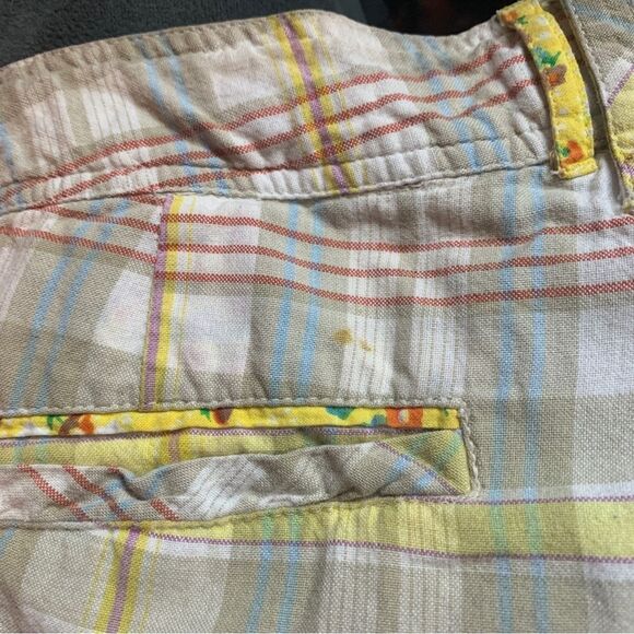 𝅺BILLABONG Tan yellow plaid check cargo shorts Sz 9 - Picture 8 of 9
